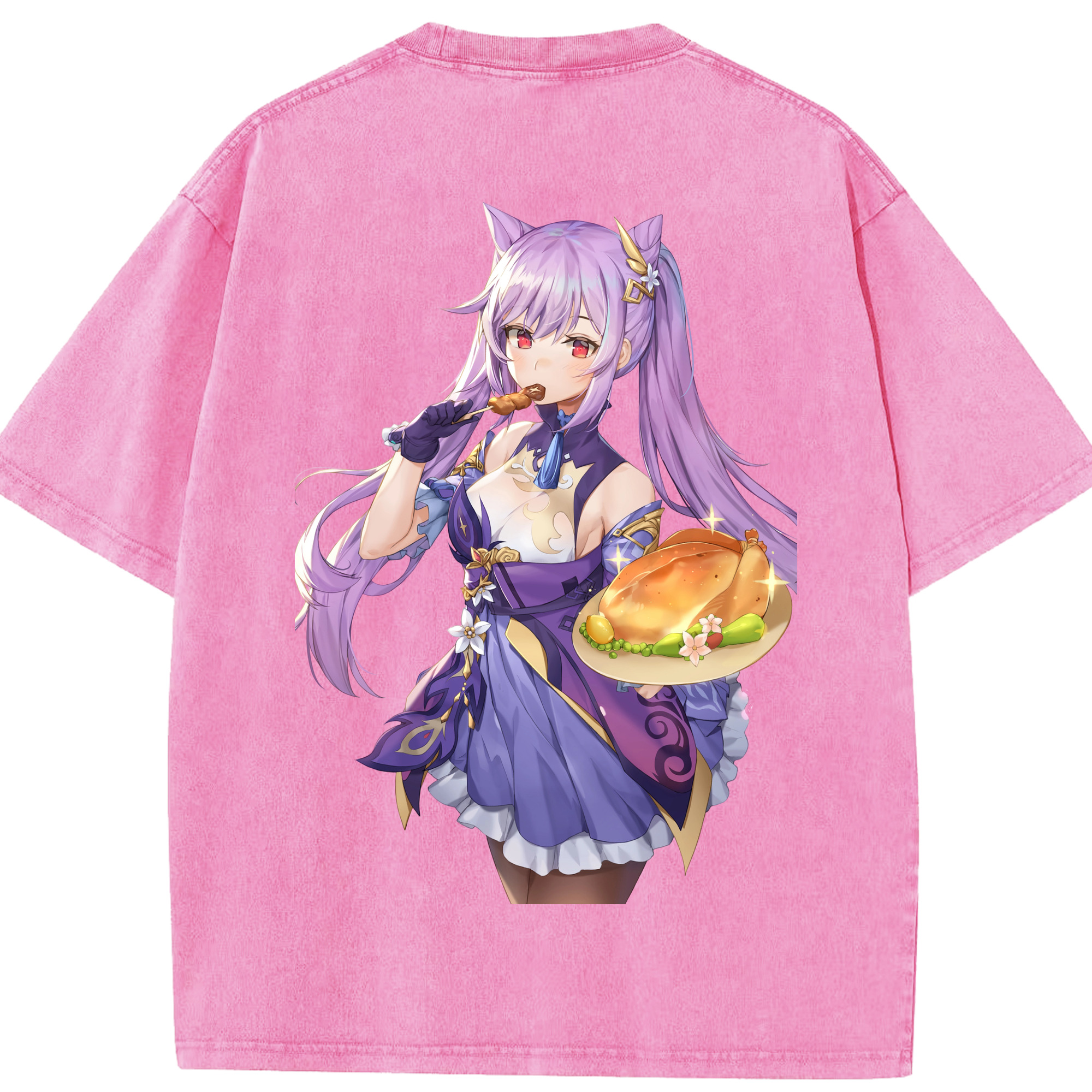 げんし神 刻晴 こくせい genshin Kokusei 綿100% ヴィンテージ風 半袖Tシャツ（背面プリント）